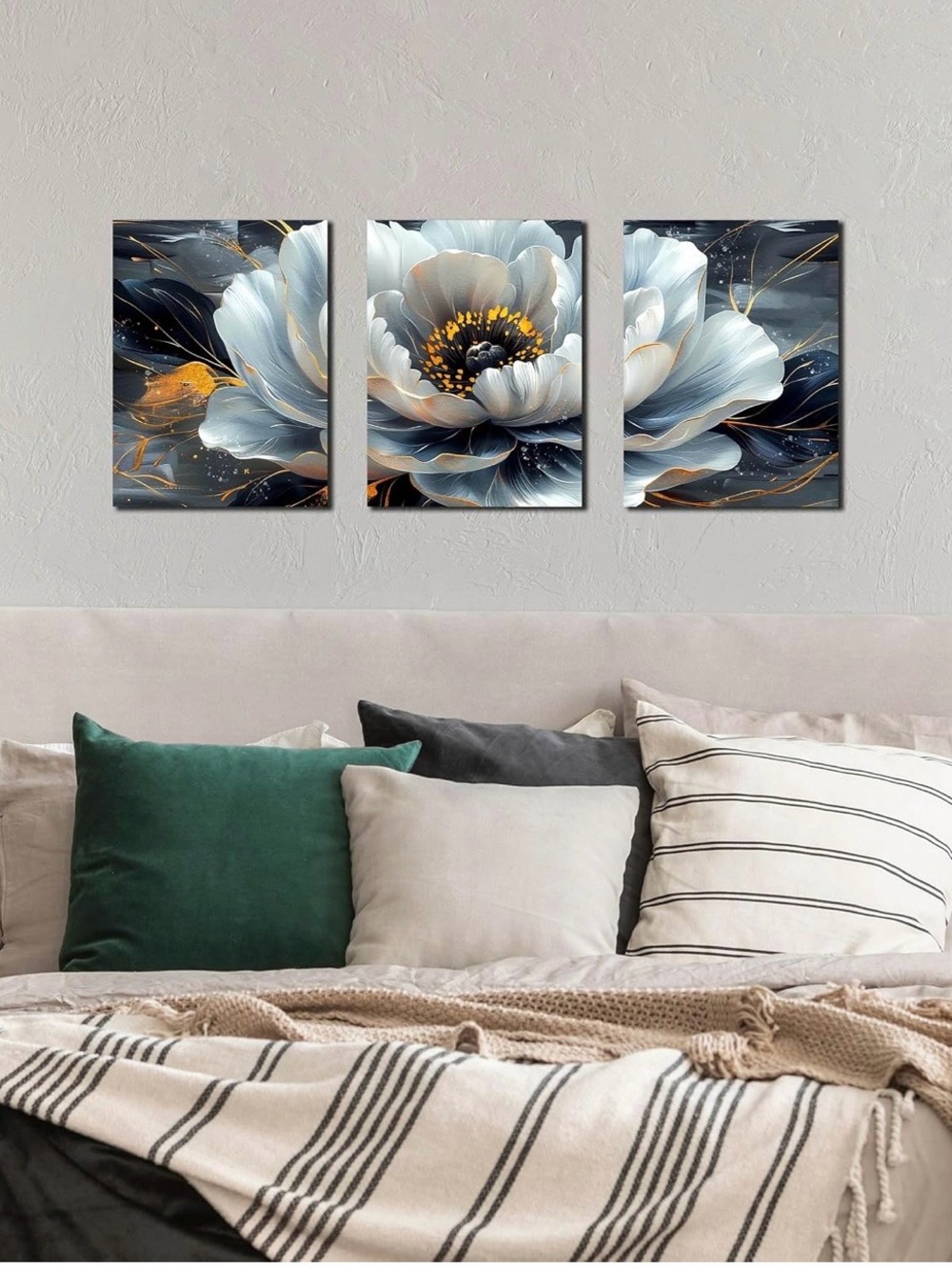 Flower Pictures Wall Art for Living Room - Modern Office Artwork Wall Decor - Picture 3 of 7